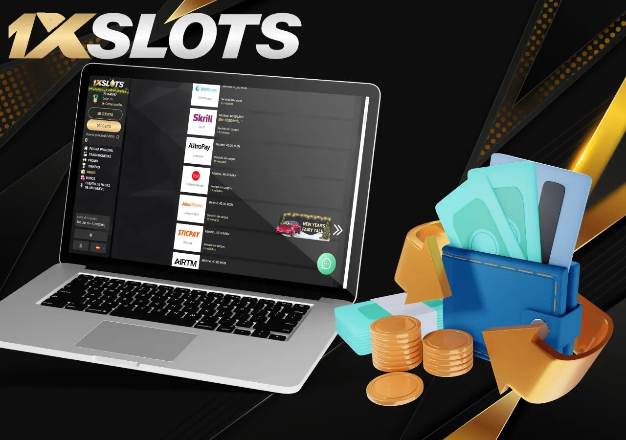 Métodos de depósito e saque da conta 1xSlots